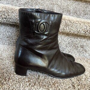 Salvatore Ferragamo Women's Dark Brown Leather Square Toe Ankle Boots